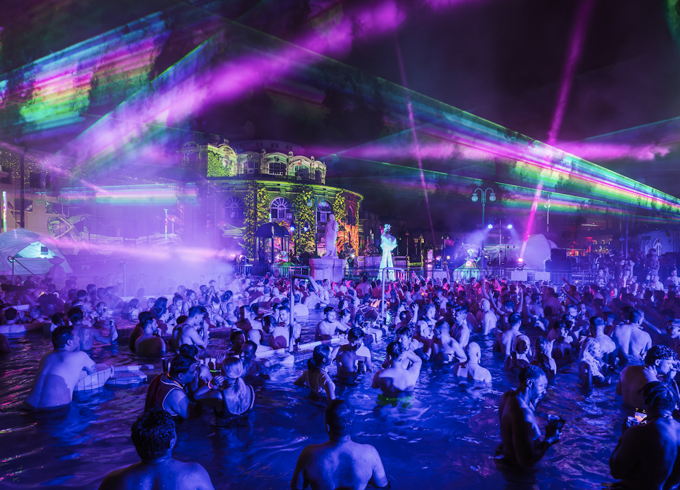 Late-night party at Szechenyi Bath Budapest